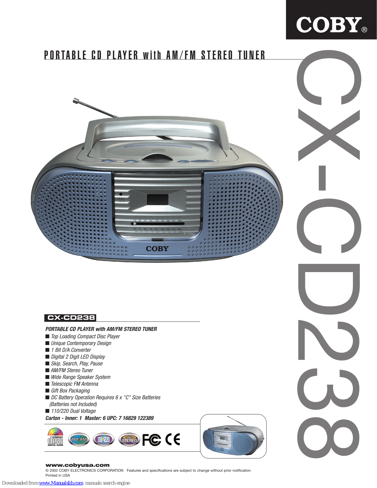 Coby CX-CD238 Datasheet