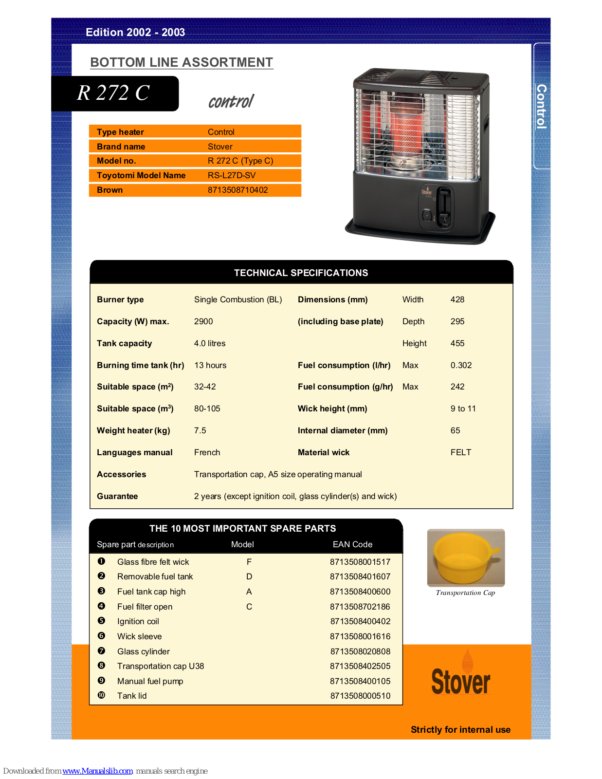 Stover R 272 C Datasheet - ManualMachine.com