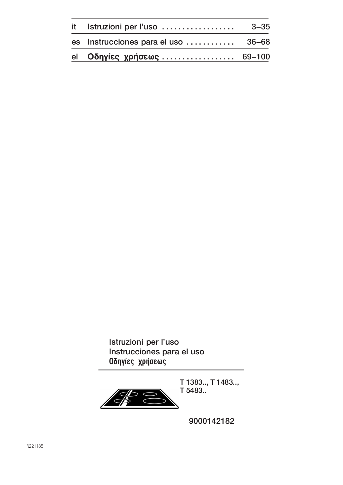 Neff T5483X0, T1483A0, T1483N0, T1383N0 User Manual