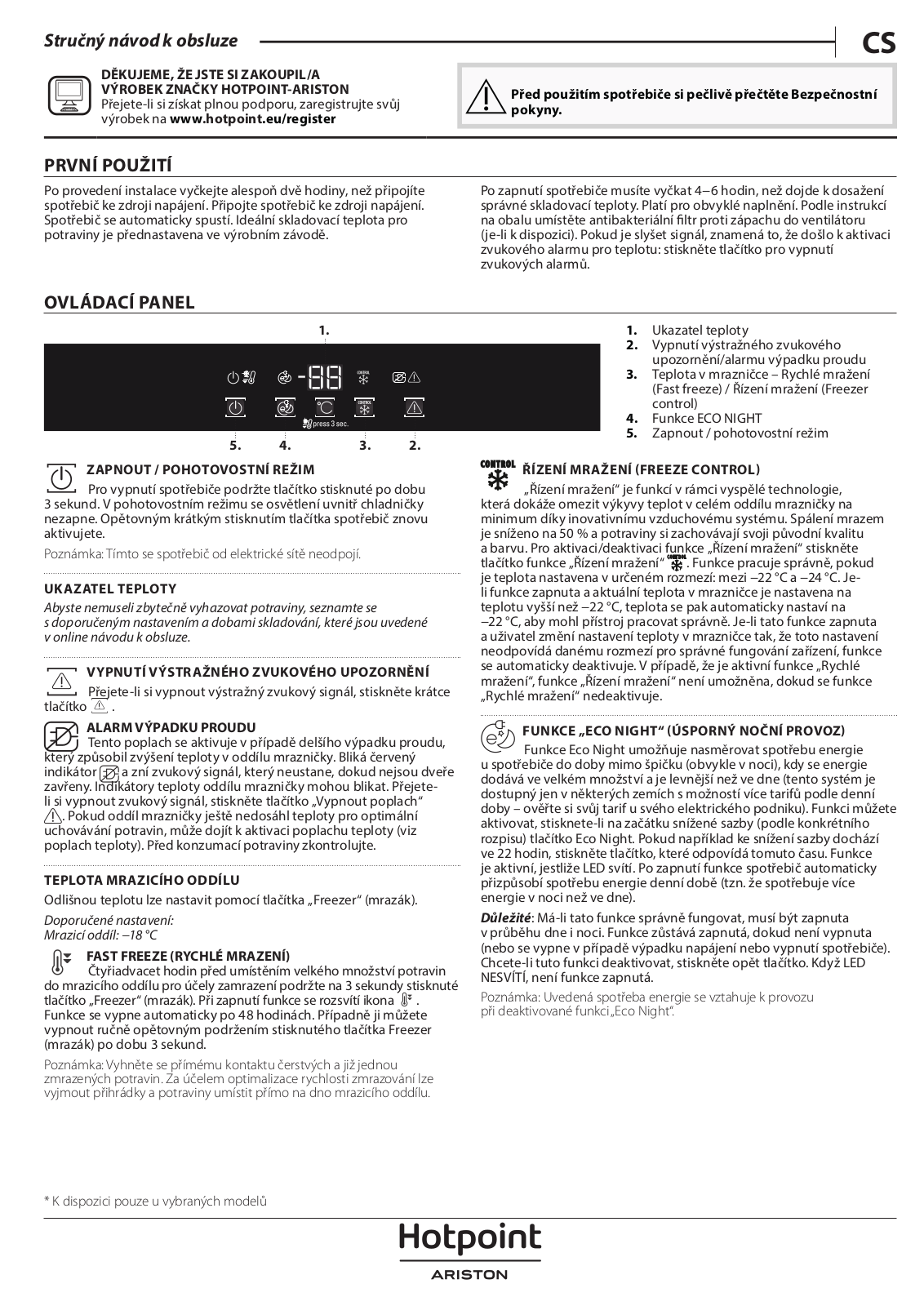 HOTPOINT/ARISTON BF 1801 E F AA Daily Reference Guide