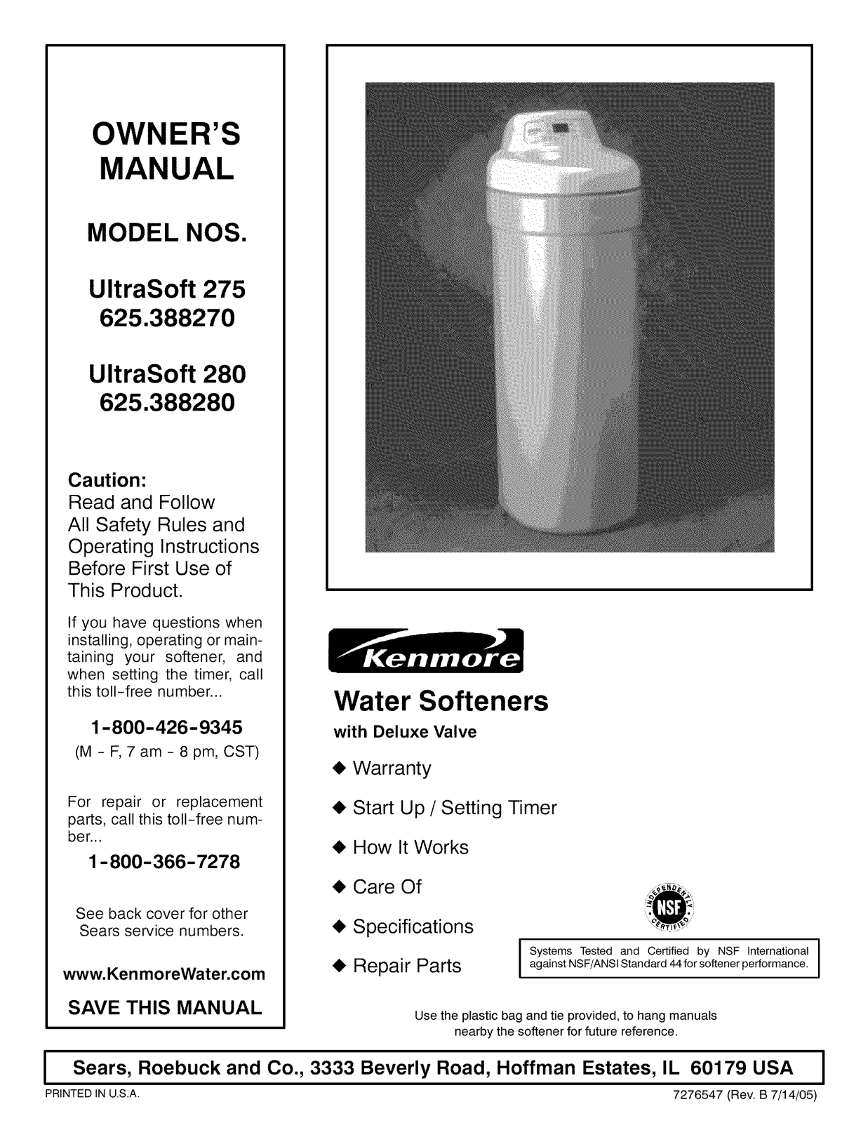 Kenmore Ultrasoft 275 625.388270 User Manual - ManualMachine.com