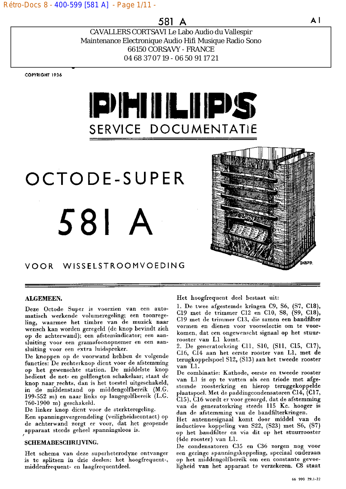 Philips 581 a Datasheet - ManualMachine.com