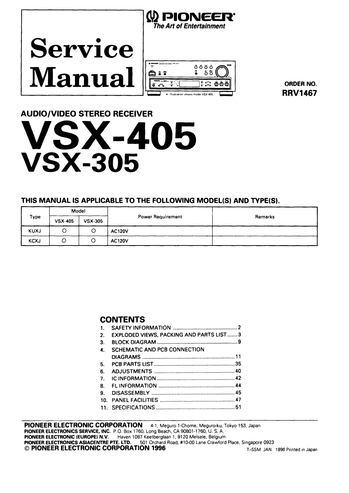 Pioneer VSX-405 Service manual