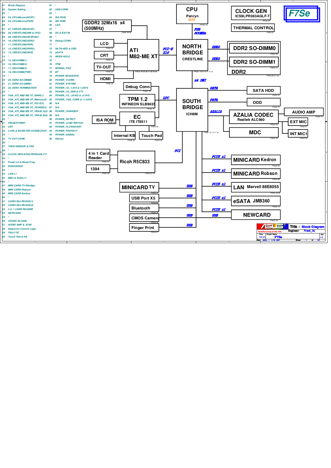 Asus F7Se Schematics