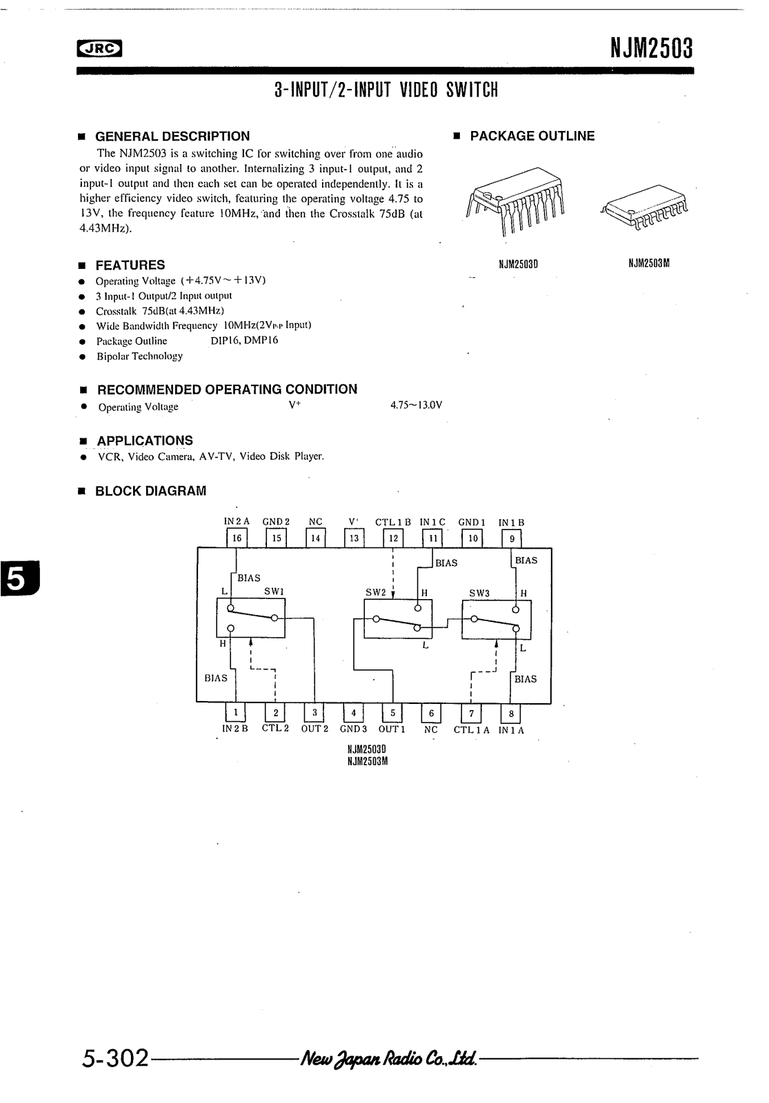 JRC NJM2503M, NJM2503D Datasheet