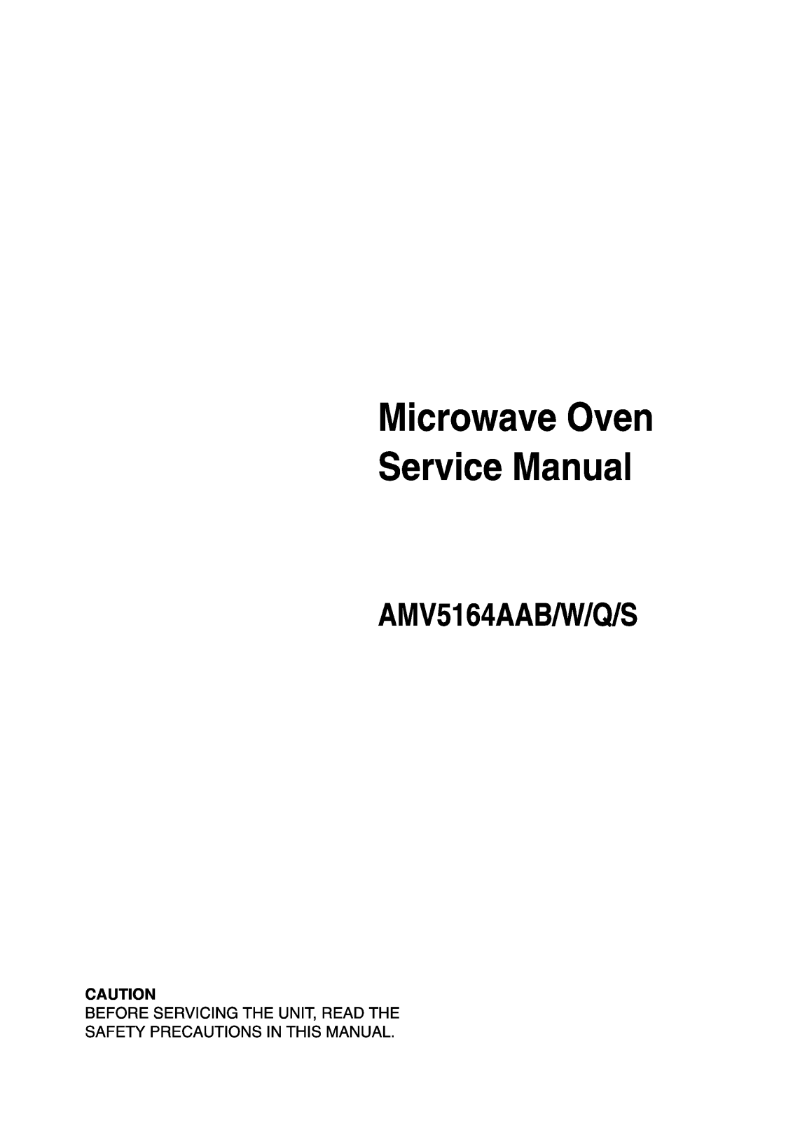 Amana Amv5164aab, Amv5164aaq, Amv5164aaw, Amv5164aas, Amv5164acb Service Manual