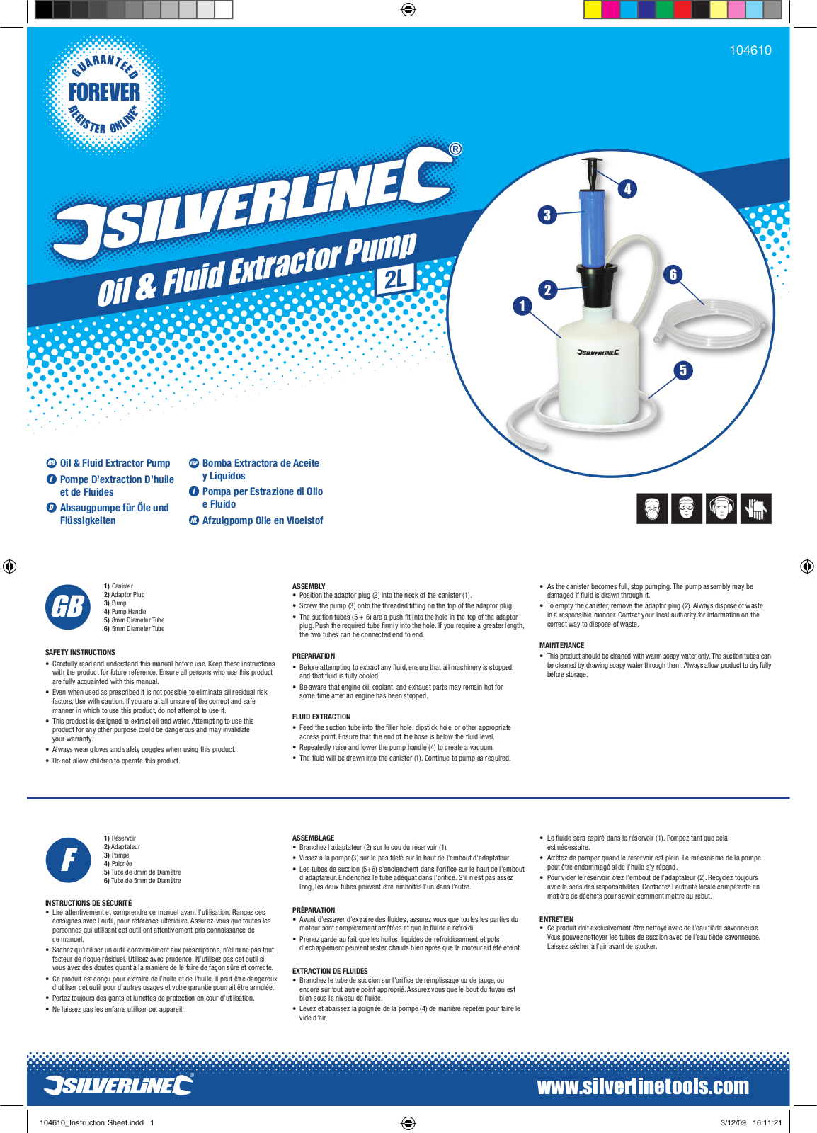 Silverline Oil  Fluid Extractor Pump 1.5Ltr User Manual