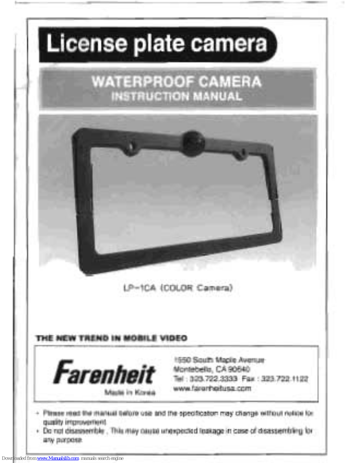 Farenheit LP-1CA Instruction Manual