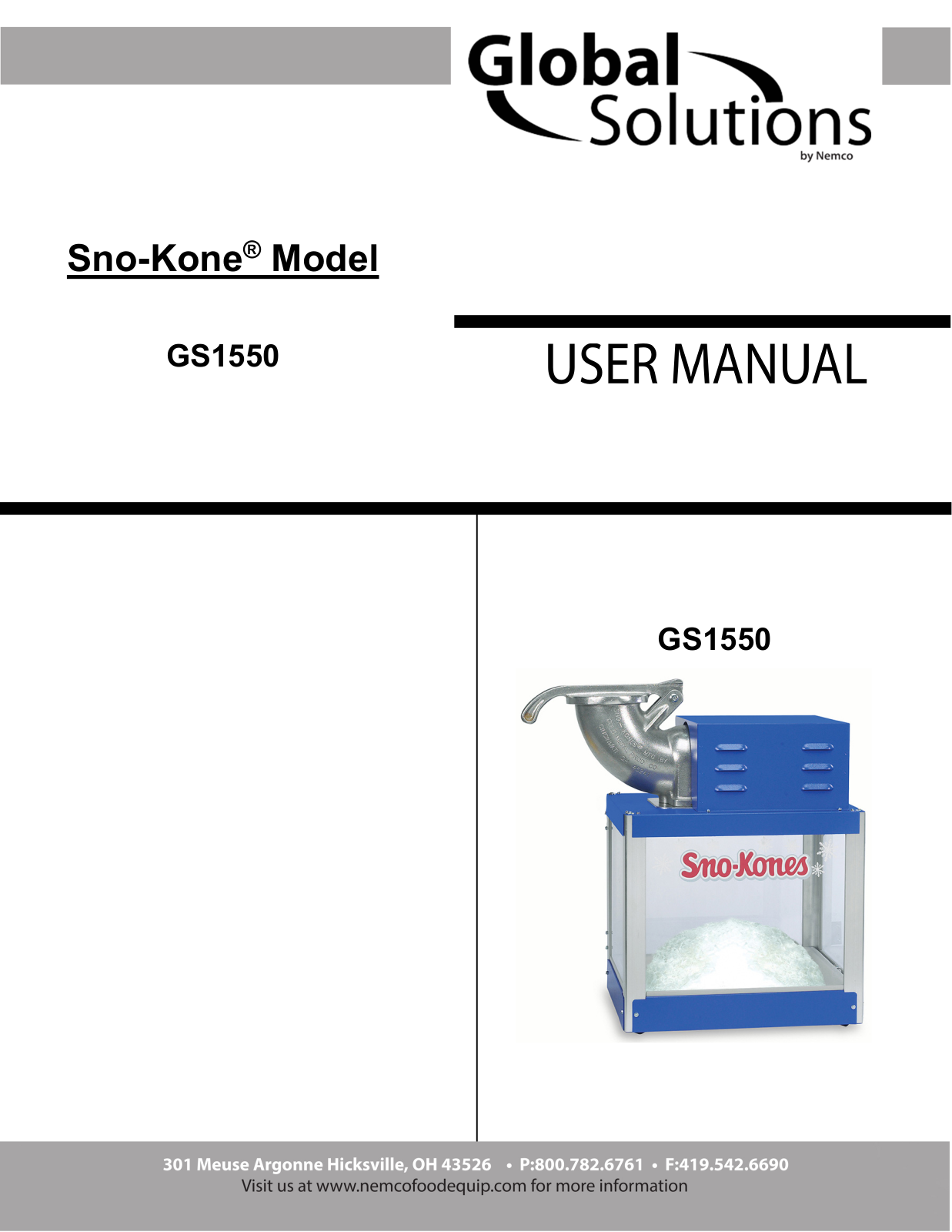 Nemco GS1550 User Manual