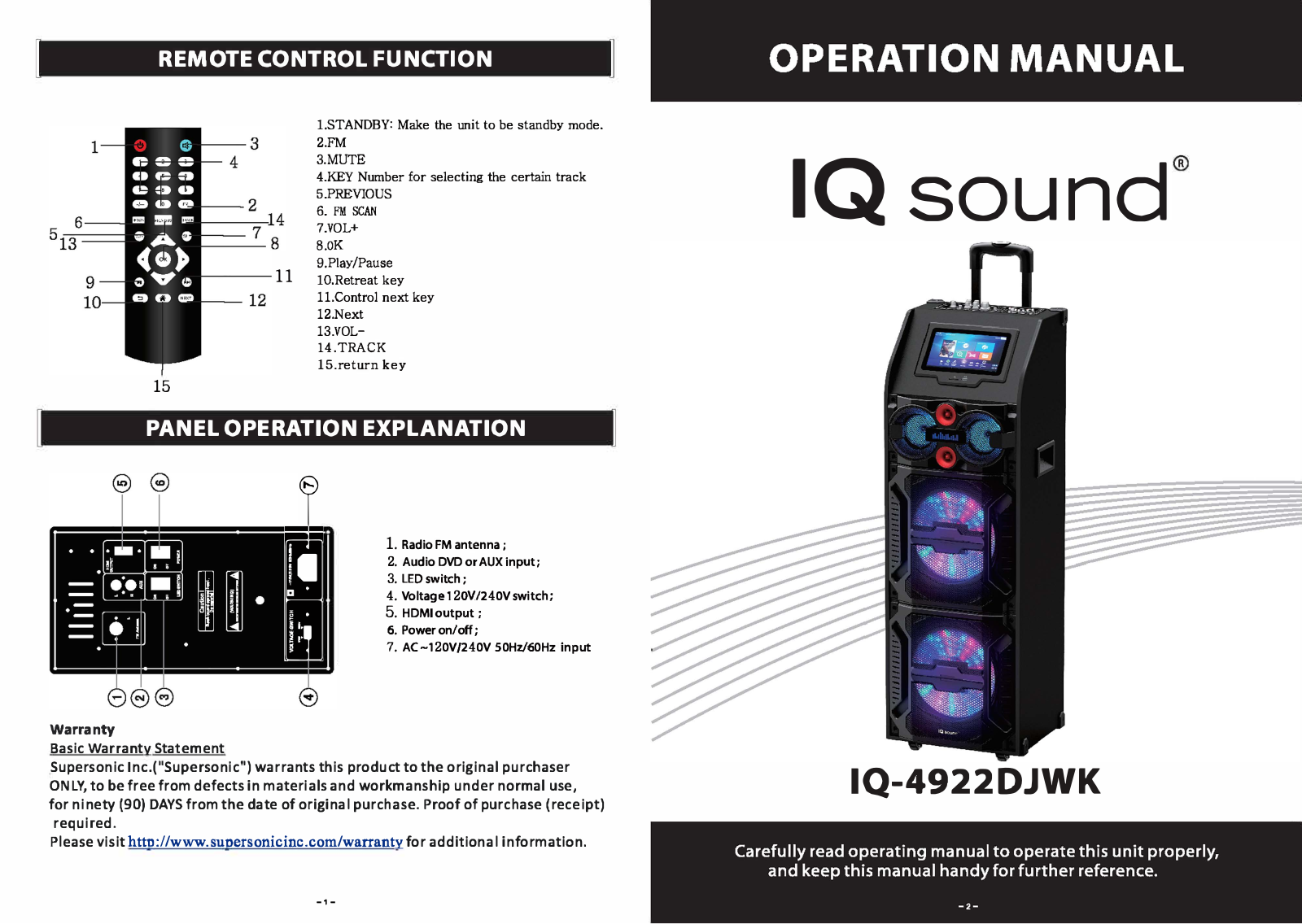 SUPERSONIC 4922DJWK User Manual