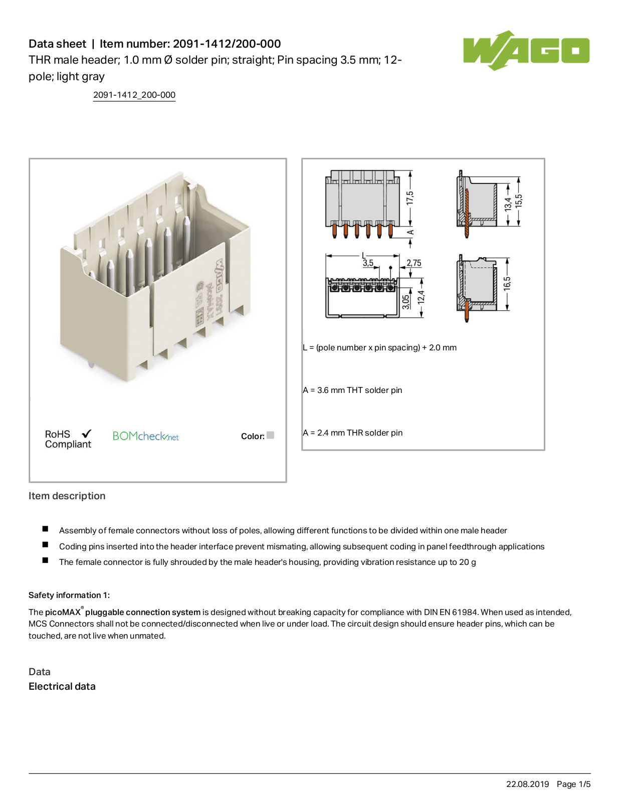 Wago 2091-1412/200-000 Data Sheet