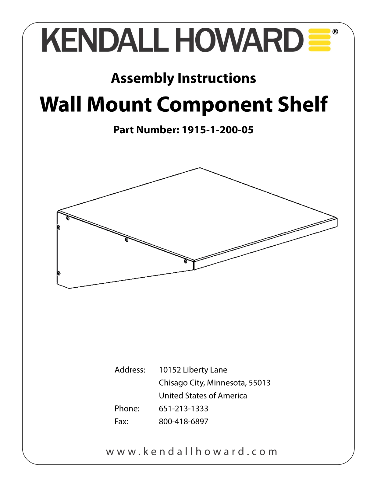 Kendall Howard 1915-1-200-05 User Manual