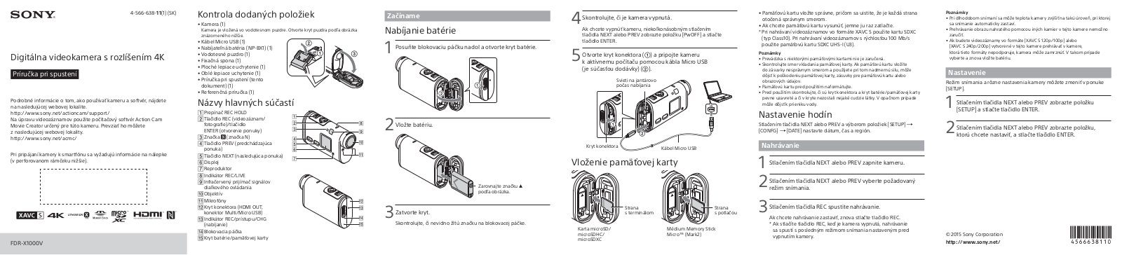 Sony FDR-X1000VR Getting Started Guide