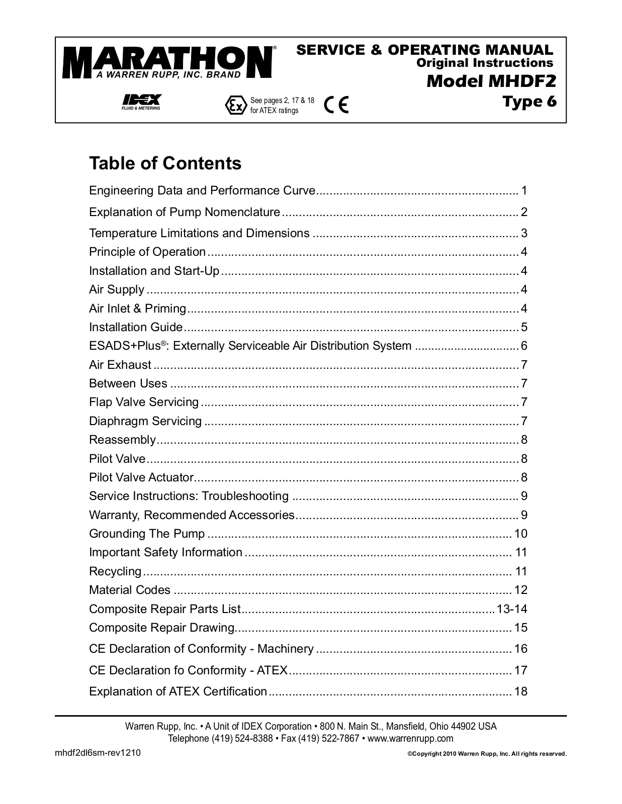 SANDPIPER MHDF2 User Manual