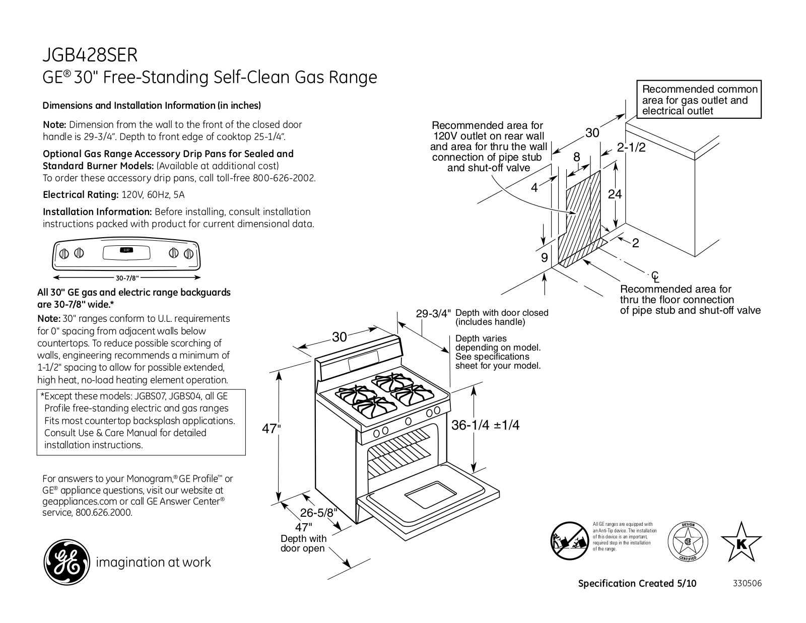 General Electric JGB428SERSS User Manual