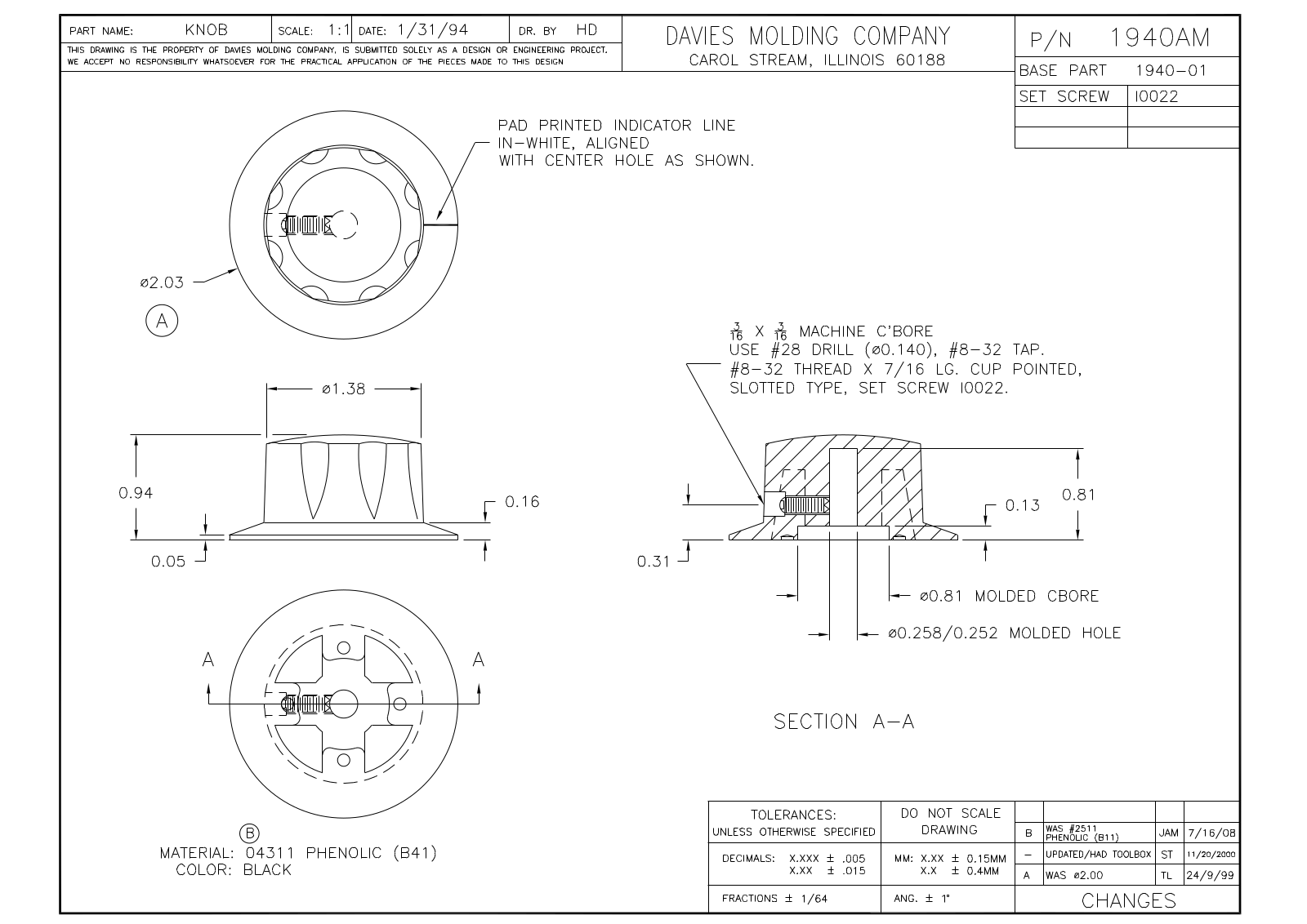 Davies Molding 1940AM Reference Drawing