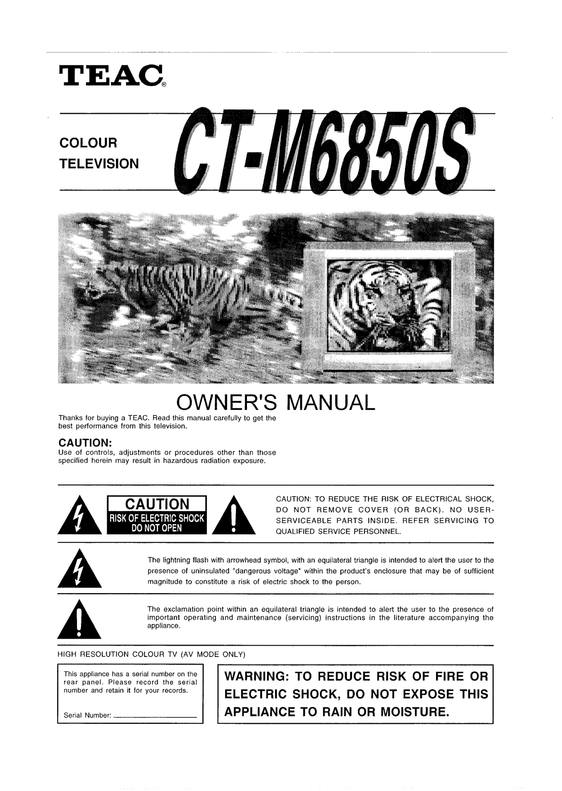 TEAC CTM-6850-S Owners manual