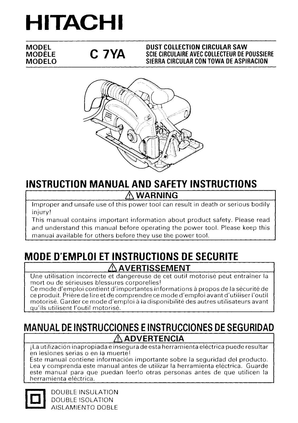 HITACHI C 7YA User guide