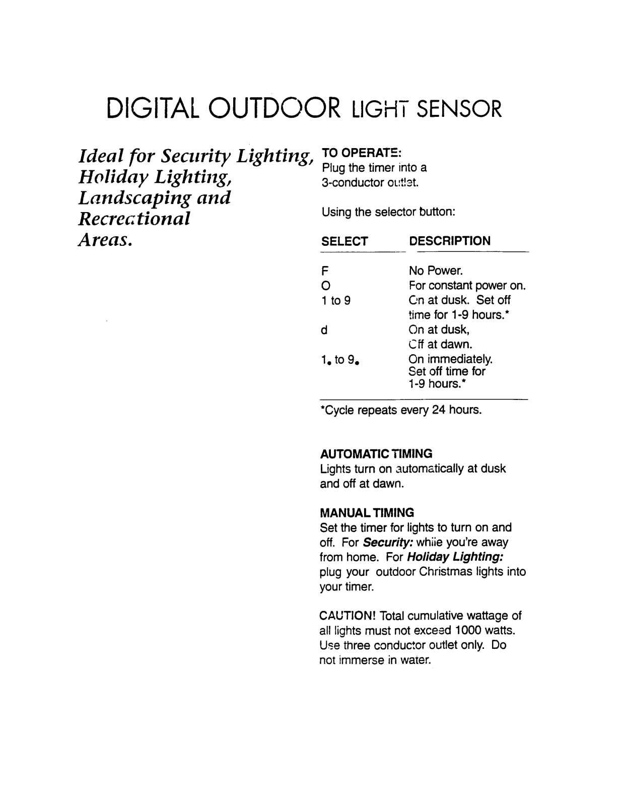 Intermatic HB61R User Manual