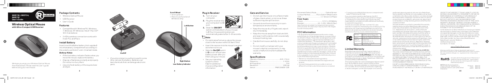 Radioshack 2603754, 2603755, 2603752 User Manual