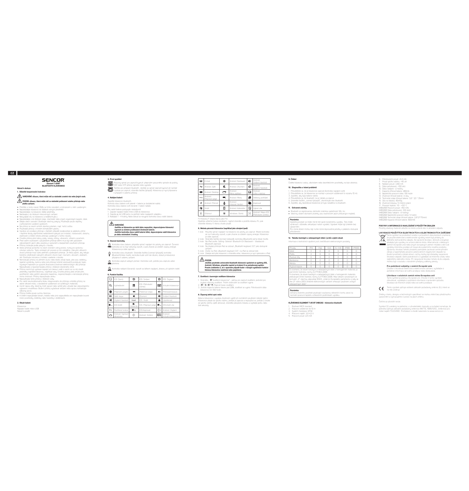 Sencor ELEMENT 7.85 BT User Manual