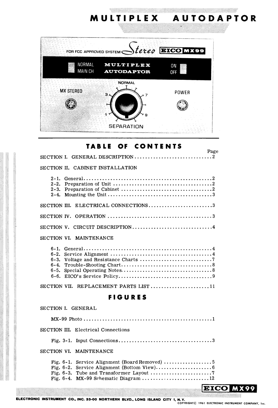 Eico MX-99 Owners manual