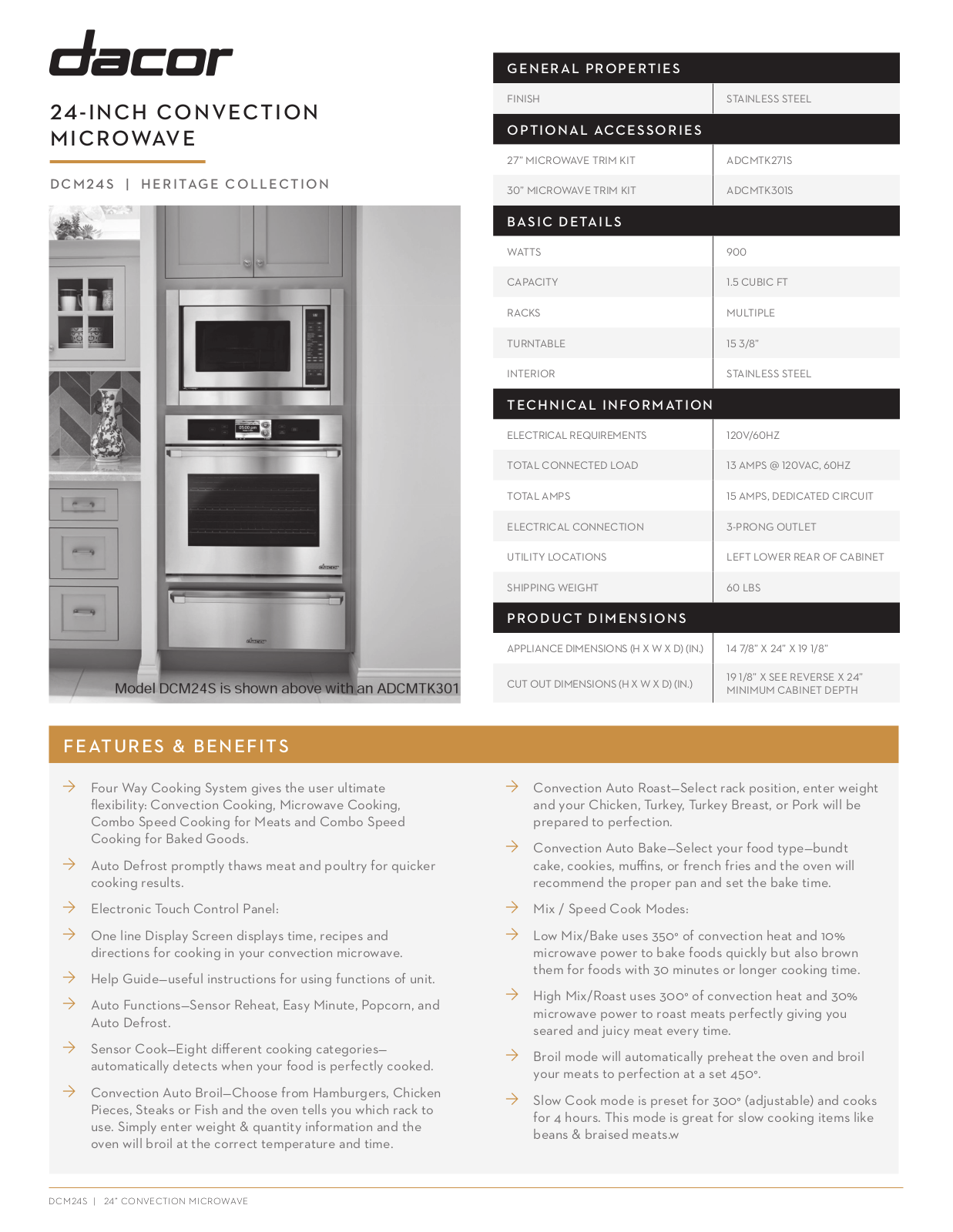 Dacor DCM24S Specifications