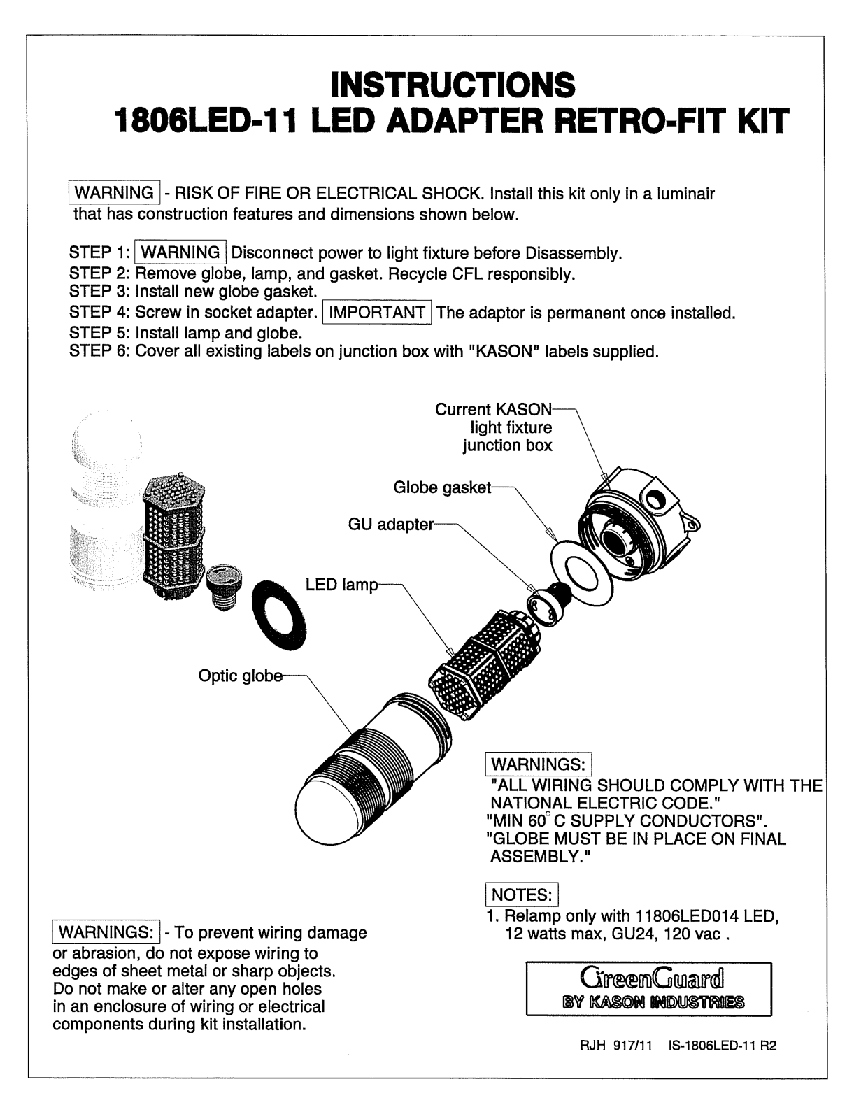 Kason 1806LED-11 Installation  Manual