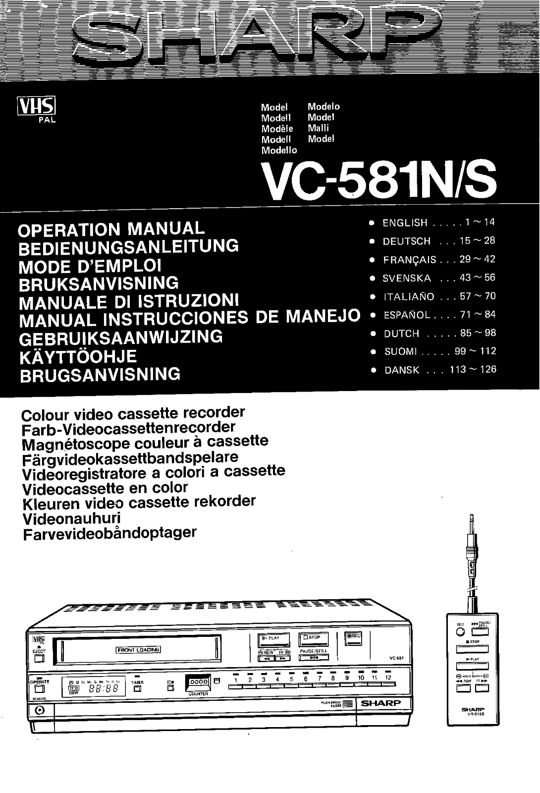 Sharp VC-581N, VC-581S Operating Manual