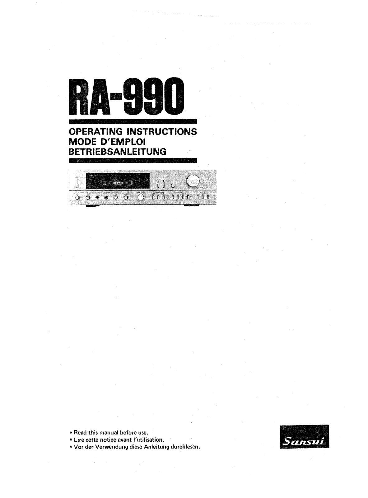Sansui RA-990 Owners manual