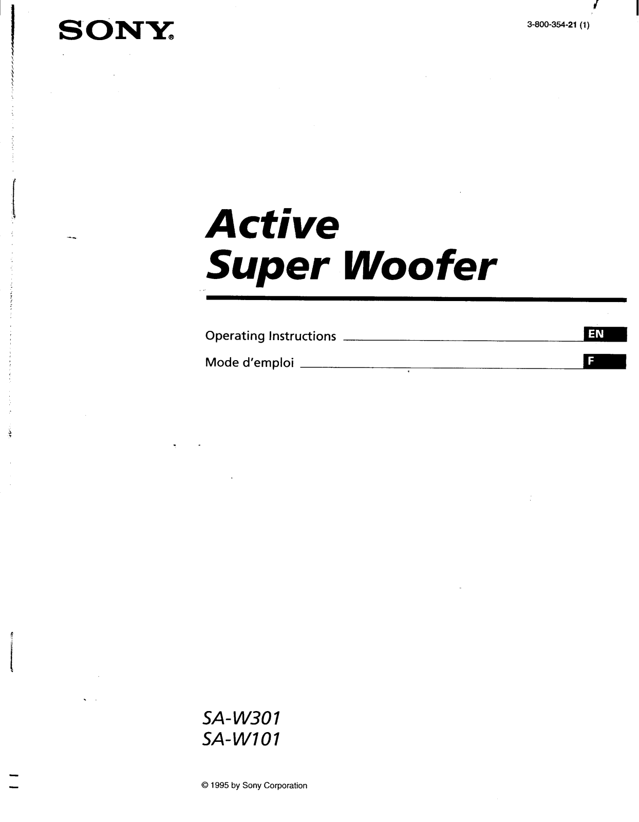 Sony SA-W301 User Manual