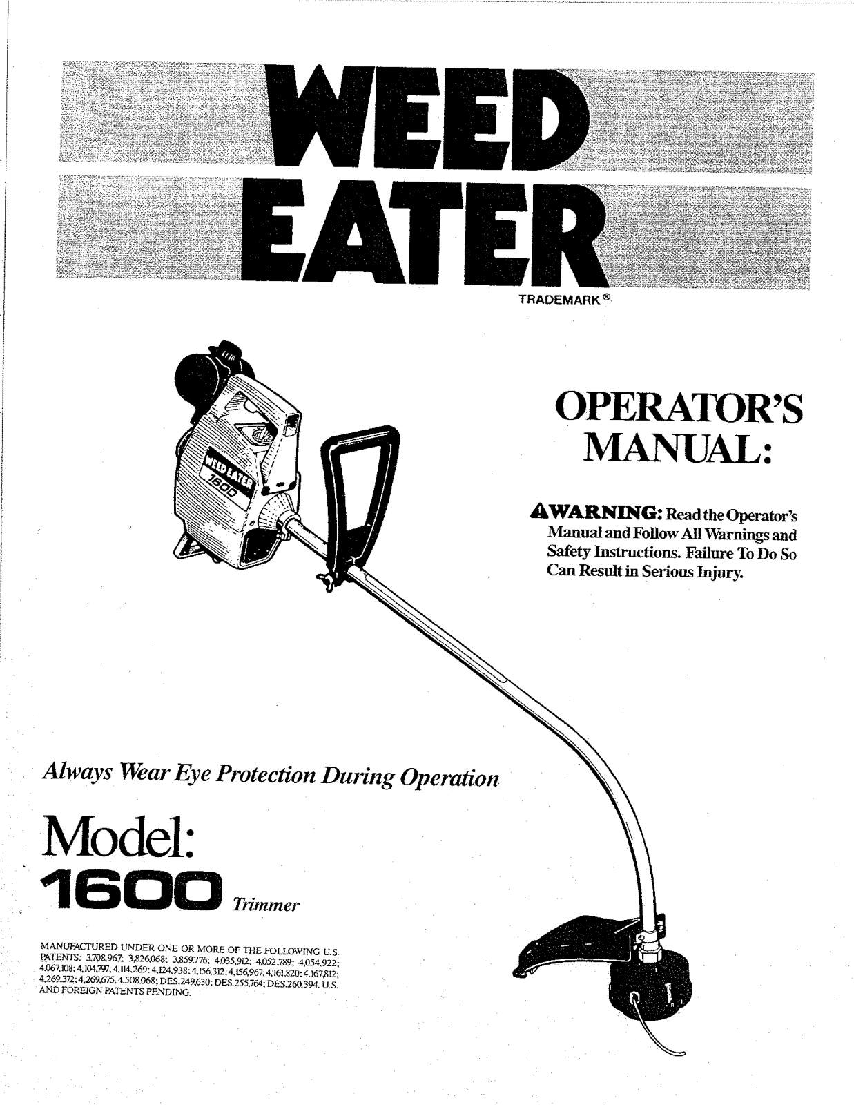 Weed Eater 1600 User Manual