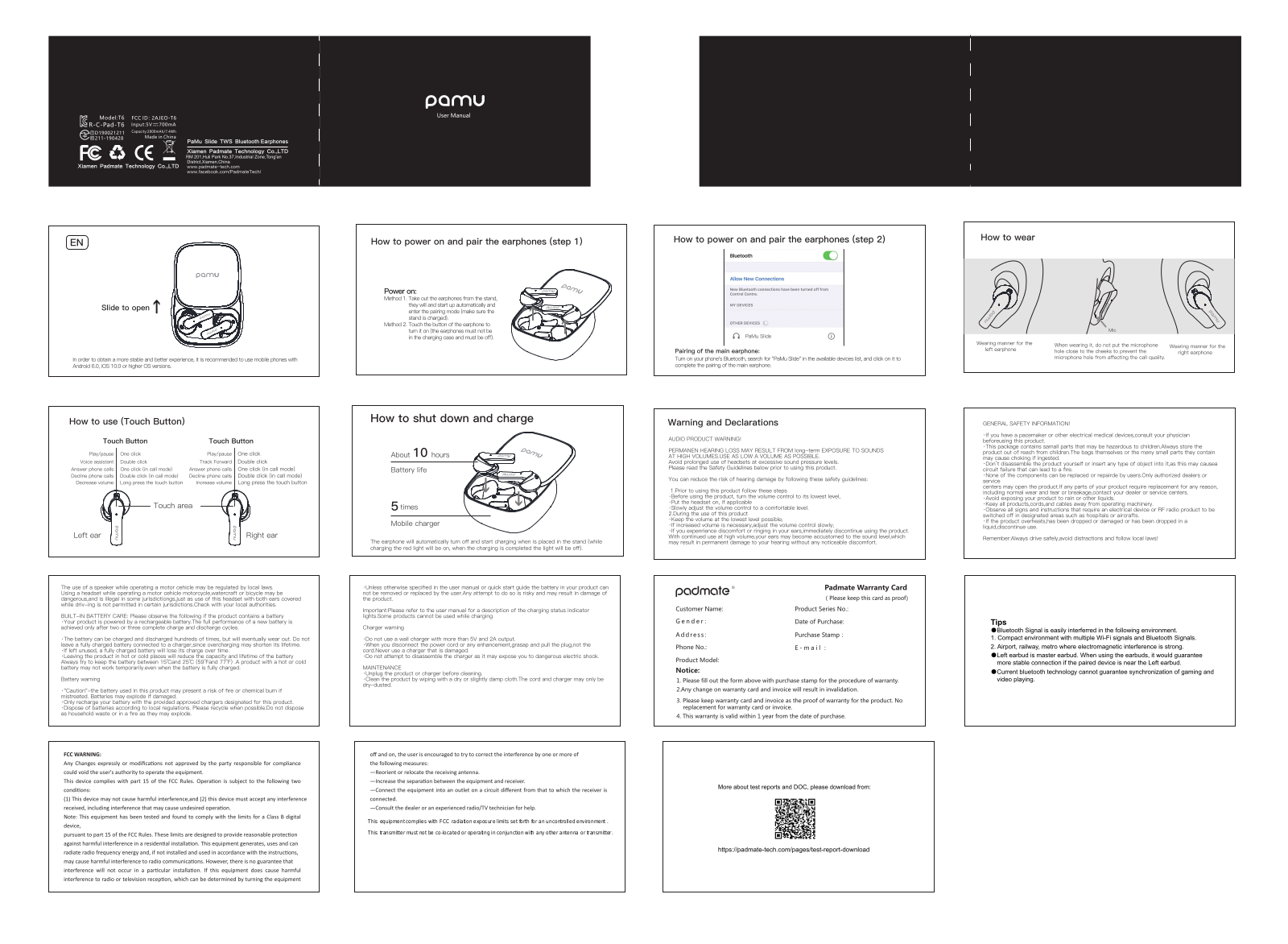 Xiamen Padmate Technology T6 User Manual