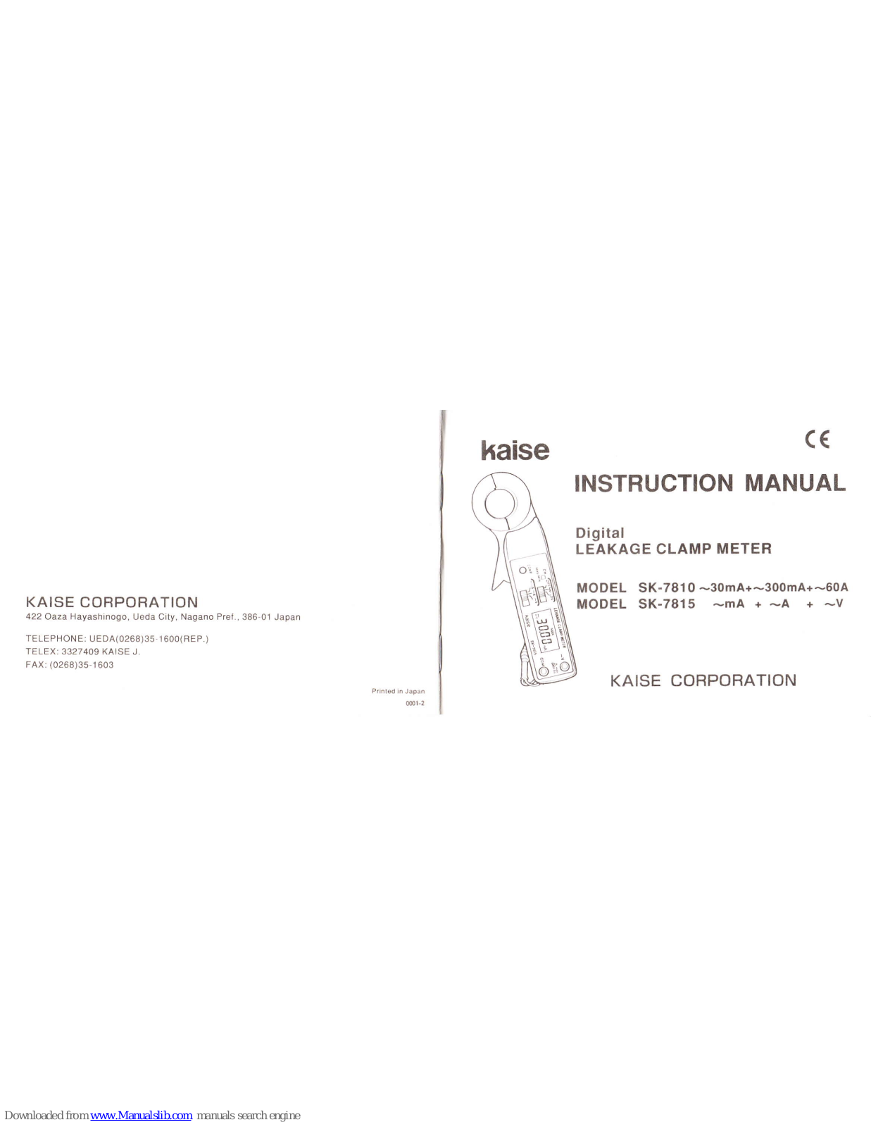 Kaise SK-7810, SK-7815 Instruction Manual