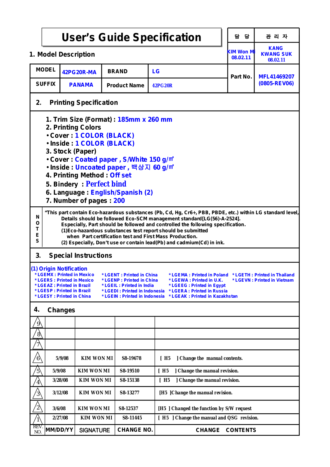 Lg 42PG20R, 50PG20R, 26LG30R, 32LG30R, 37LG30R User Manual