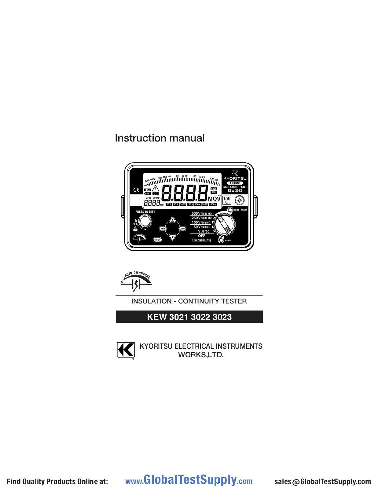 Kyoritsu Electrical Instruments 3023, 3022, 3021 User manual