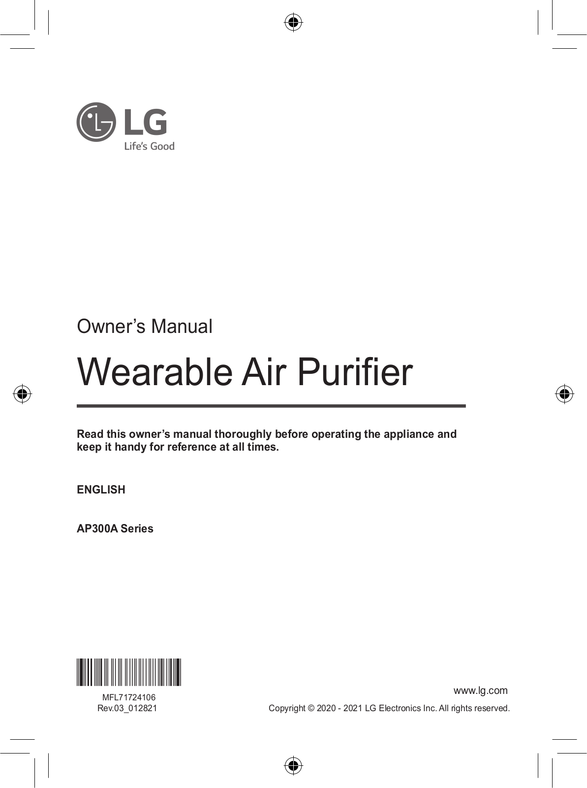 LG AP300AWFA Owner’s Manual