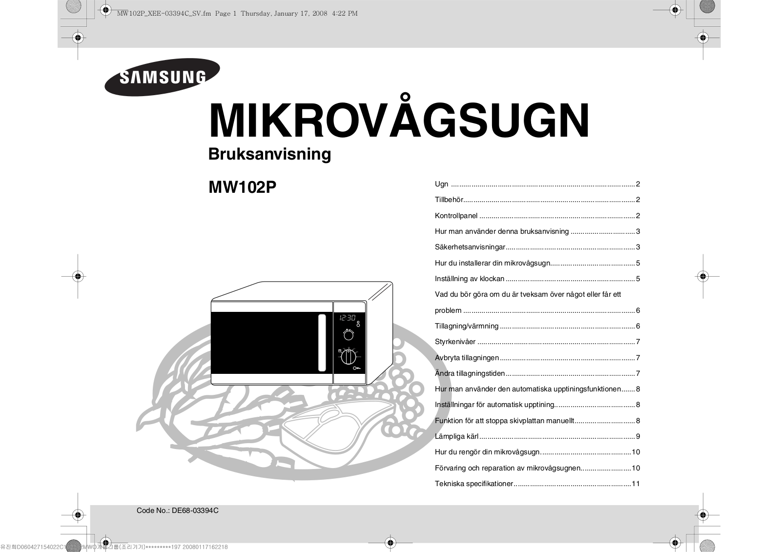 Samsung MW102P User Manual