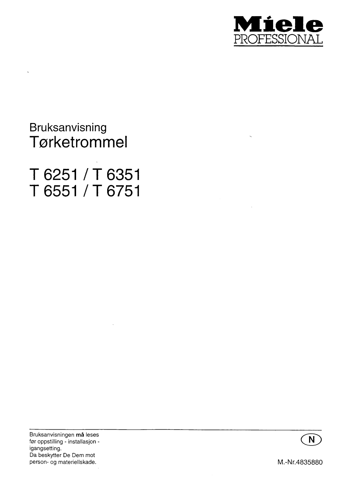 Miele T6351, T6551, T6751 User manual