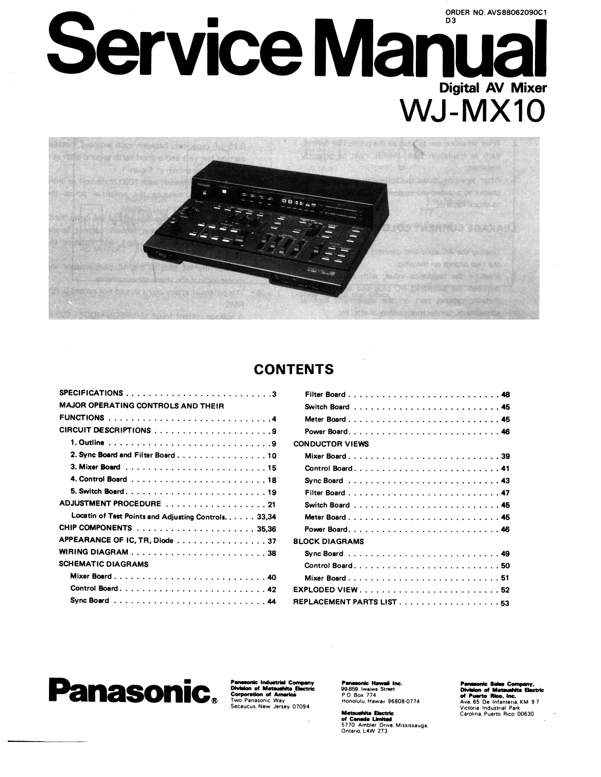 Panasonic WJMX-10 Service manual