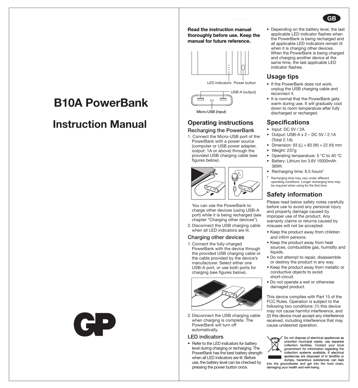 GP B10A operation manual