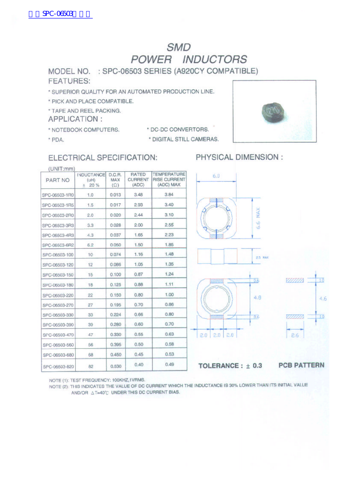 Datasheet SPC-06503 Datasheet (SMD) - ManualMachine.com