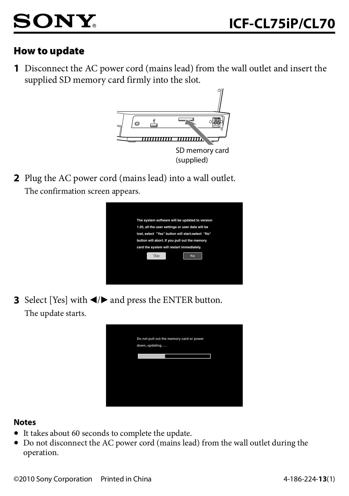 Sony ICF-CL75IP User Manual