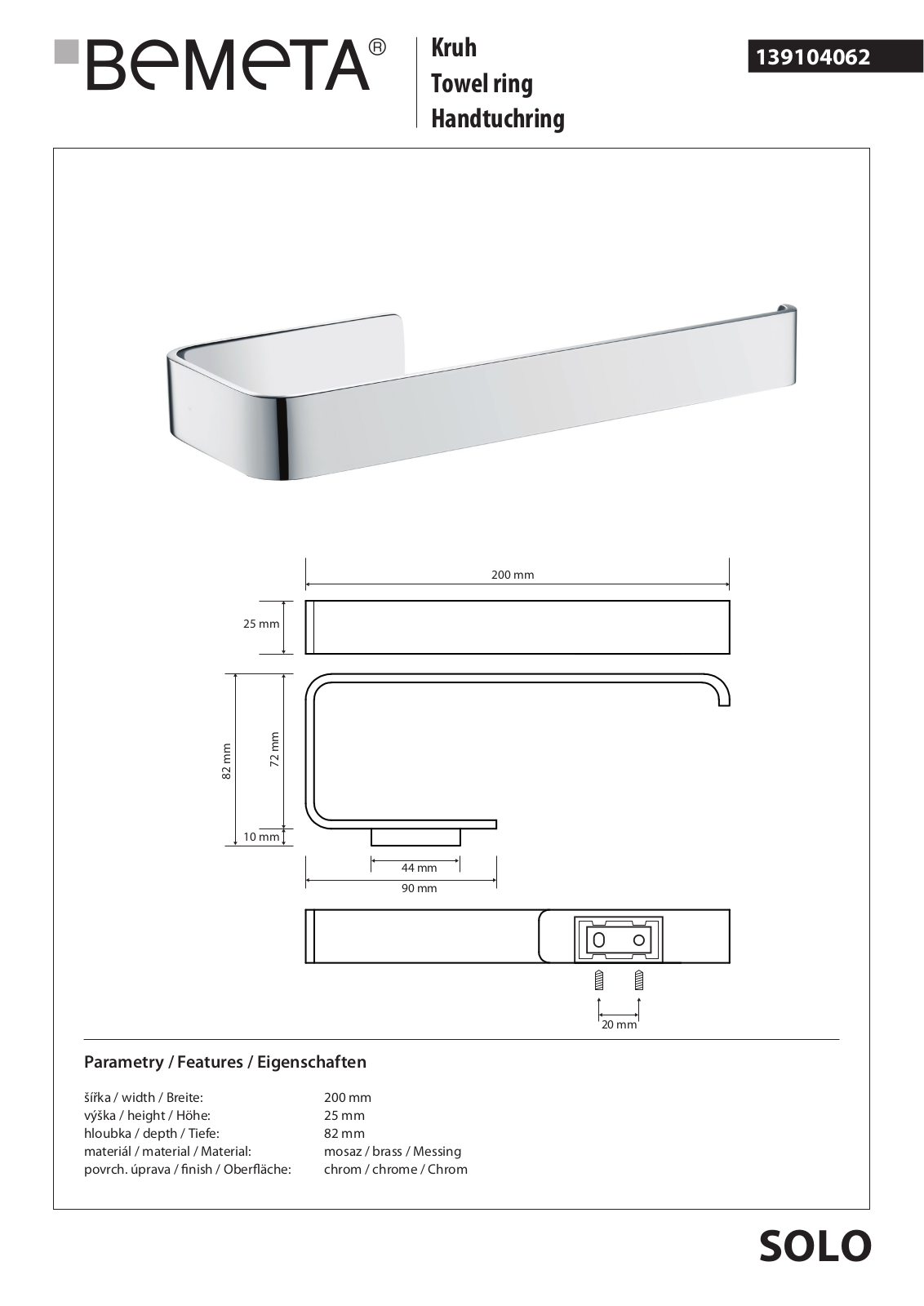 Bemeta Solo 139104062 User guide