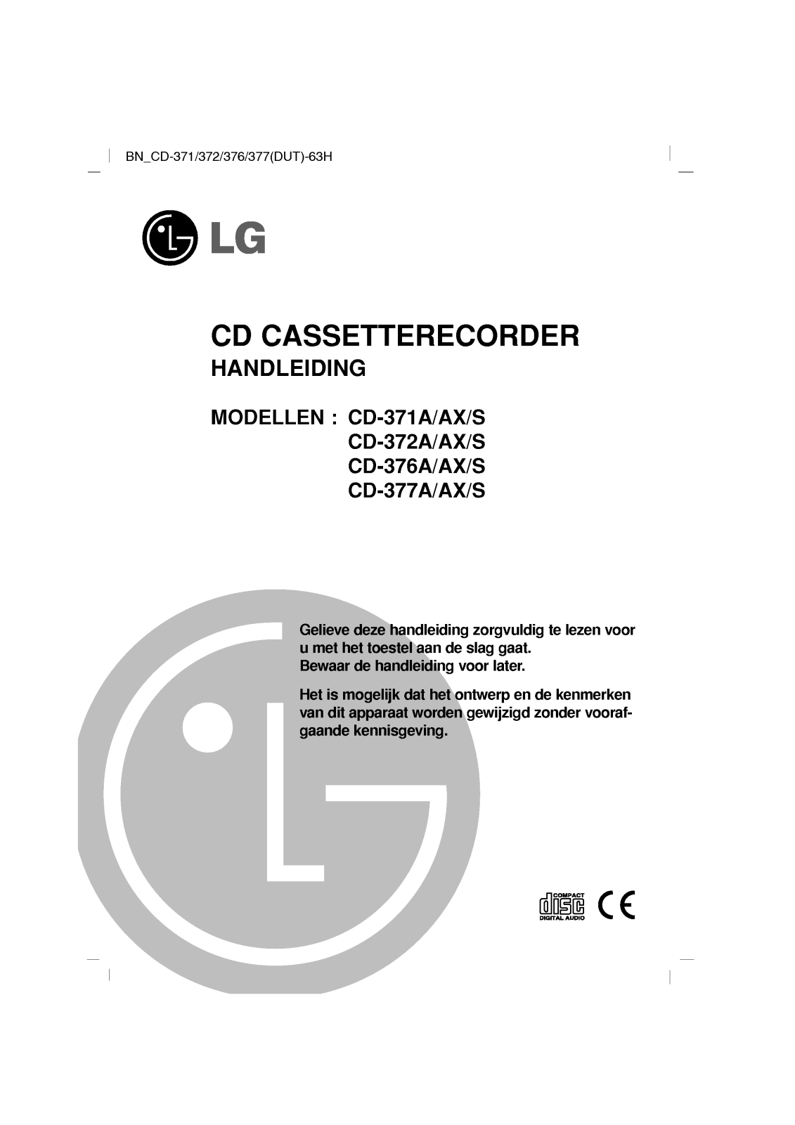 Lg CD-371A, CD-371AX, CD-371AS, CD-372A, CD-372AX User Manual