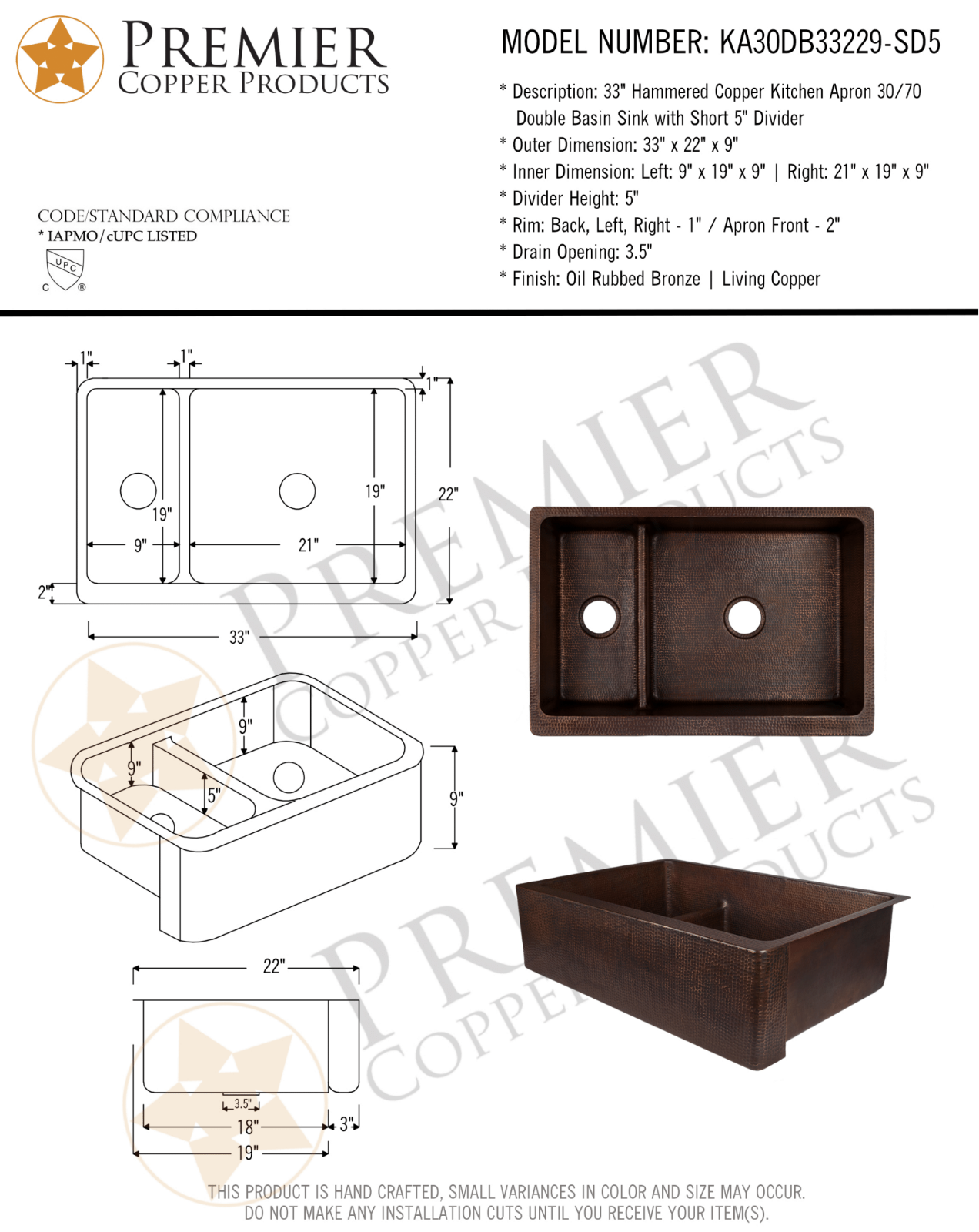 Premier Copper Products IER1943 Specifications - ManualMachine.com