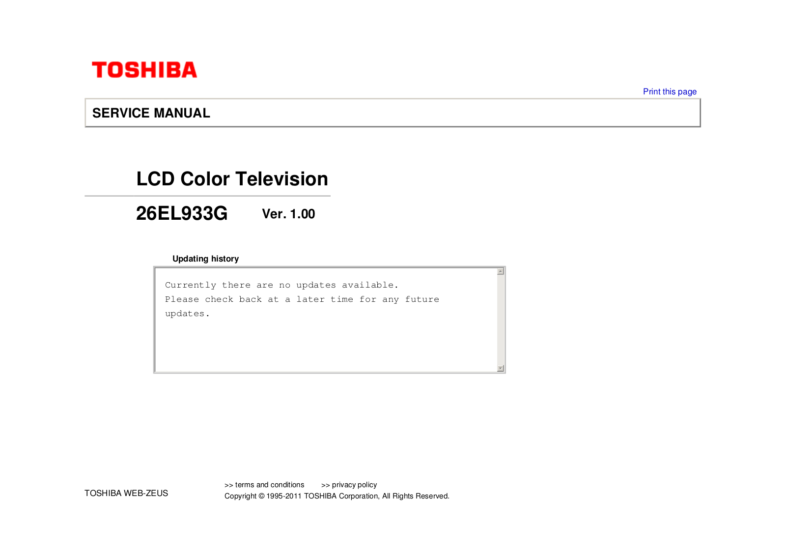 Toshiba 26EL933G Schematic