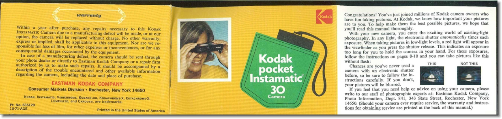 Kodak Pocket Instamatic 30 User's Guide