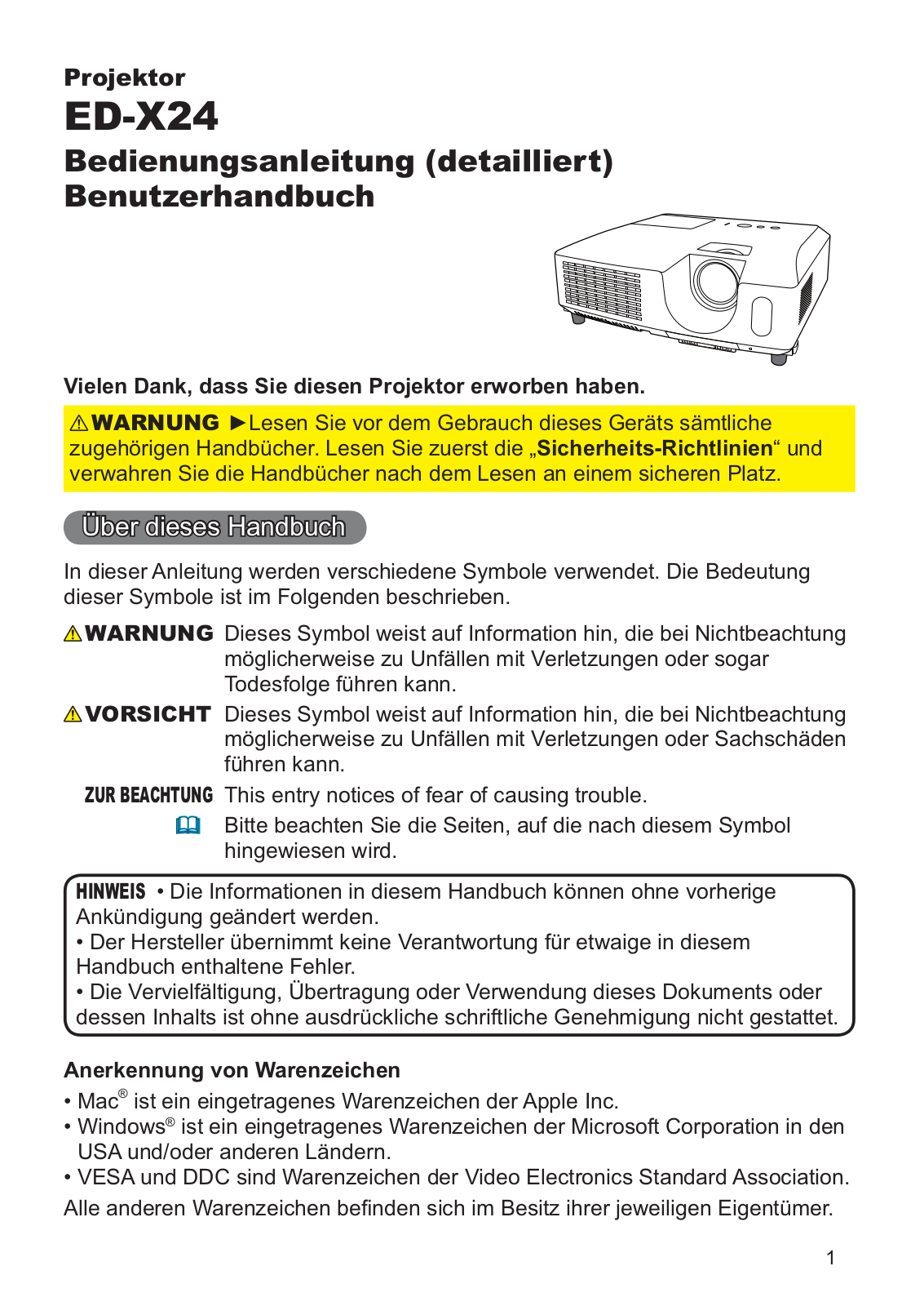 Hitachi ED-X24 User Manual