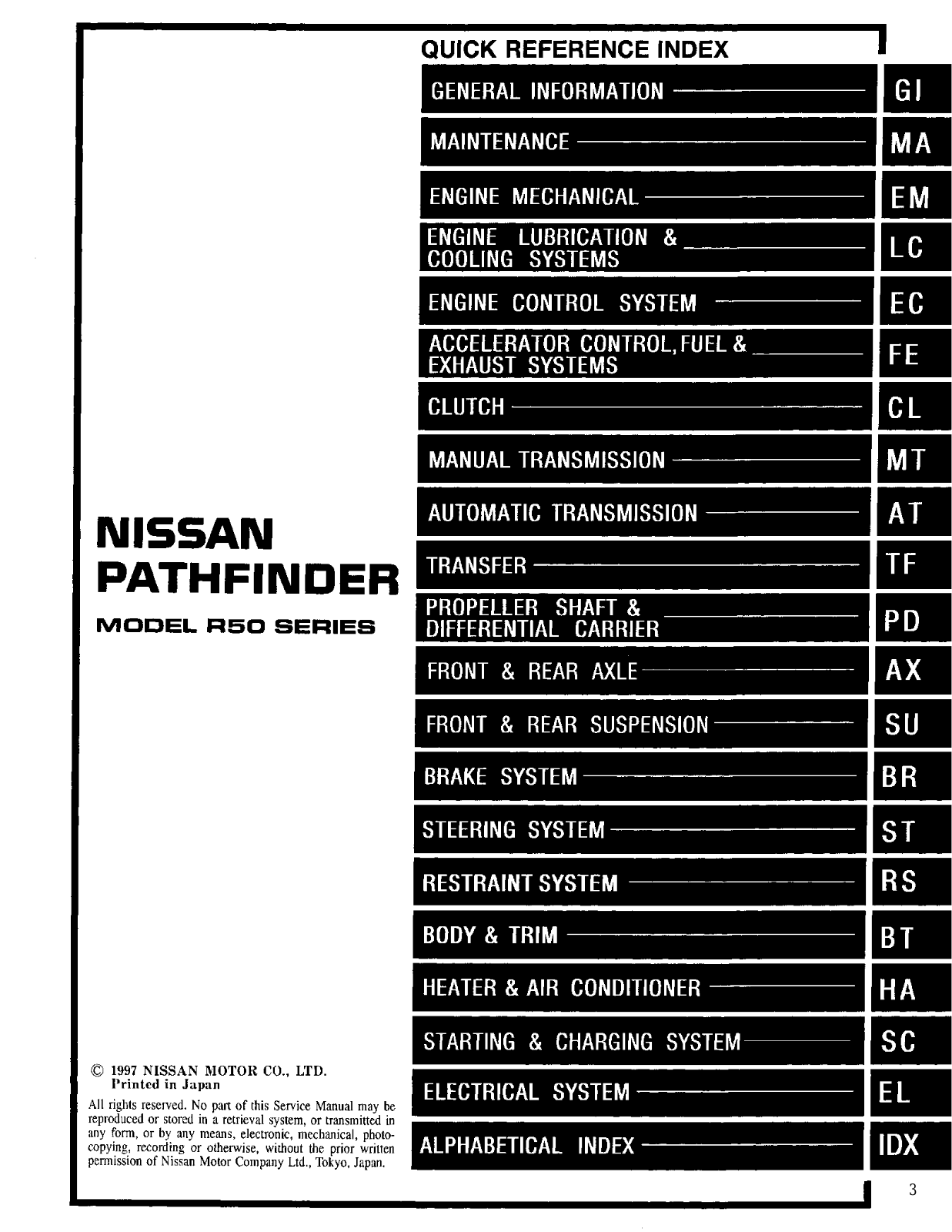 Nissan Pathfinder 1998 User Manual